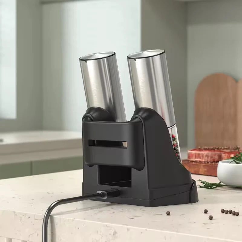 Electric Salt & Pepper Grinder Set – USB Rechargeable, 190ML, Adjustable Coarseness (1 or 2pcs)
