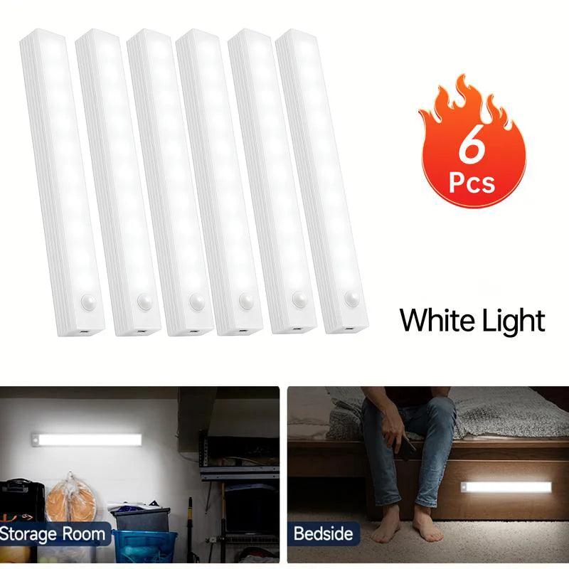 6pc Wireless Rechargeable LED Motion Sensor Cabinet Light