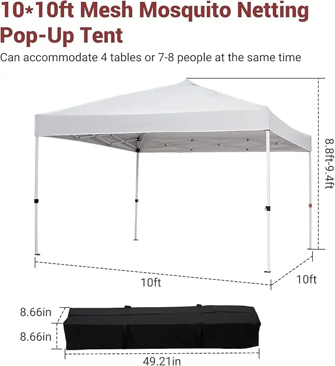 Easy Pop-Up Canopy, Outdoor Screen Tent with Mesh Mosquito Netting Side Walls, Waterproof for Camping, Party, or Yard