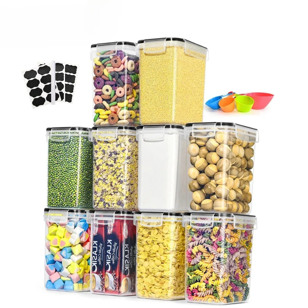 10-Piece BPA-Free Airtight Food Storage Containers with Lids - Multi-Size Pantry Organizers for Dry Goods/Snacks/Fruits