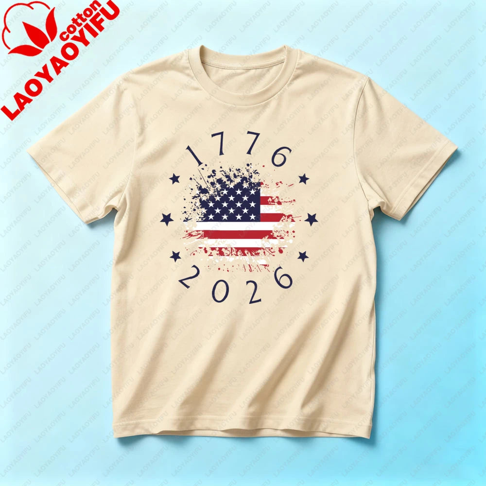 Patriotic USA Flag Tee America 250th Anniversary T-shirt 4th of July Unisex Independence Day T-shirt