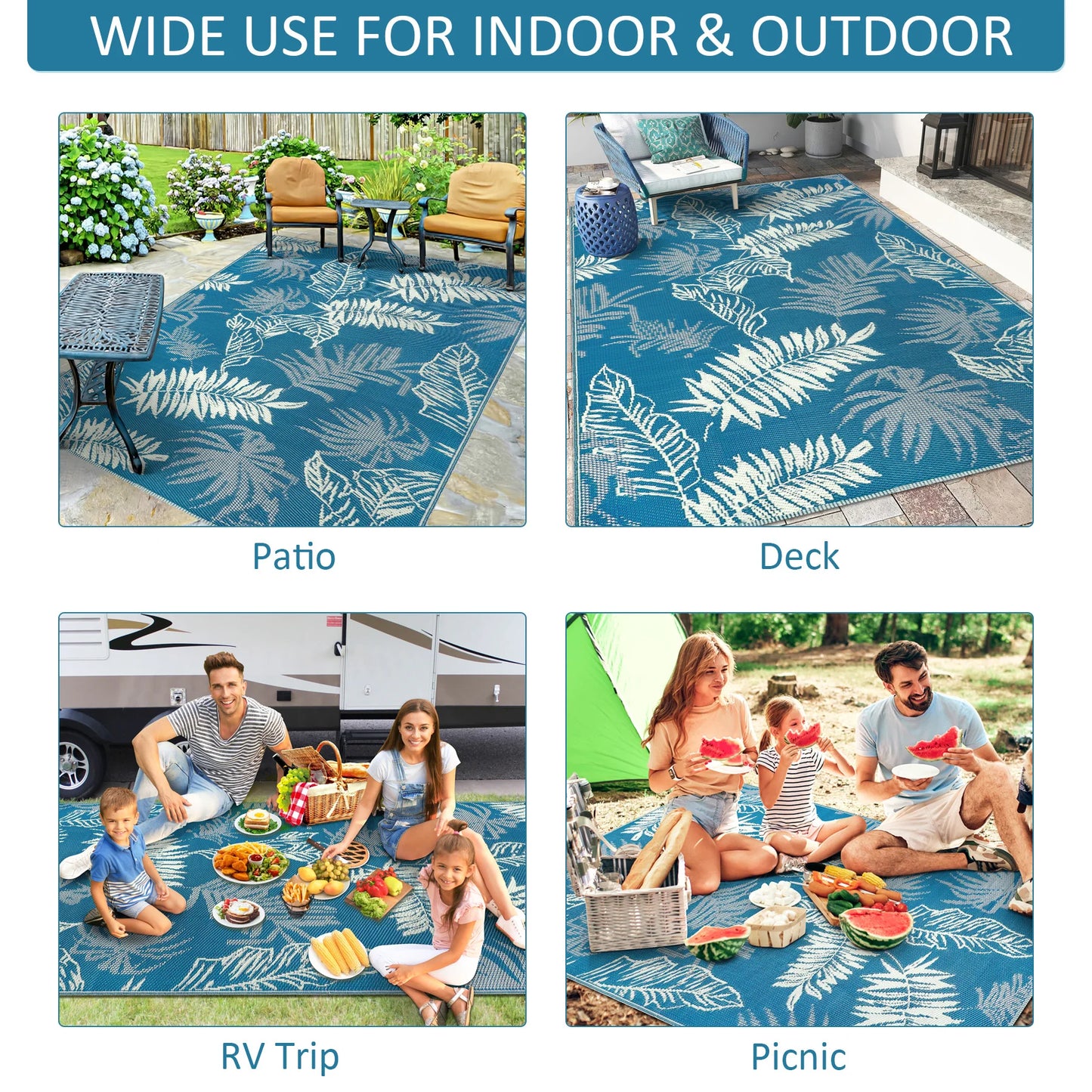 9‘x12' Outdoor Rug Waterproof, for  Indoor/Outdoor