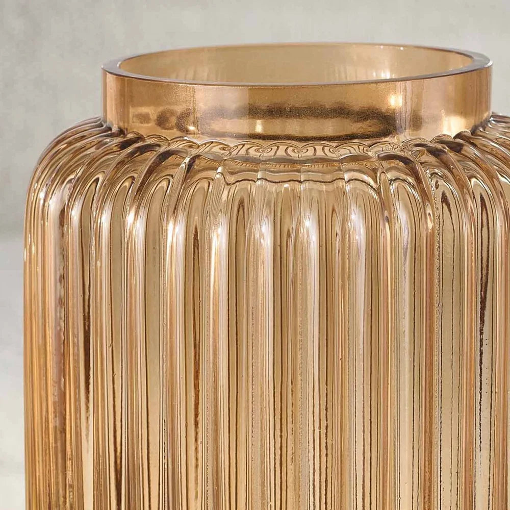 Ribbed Glass Vase - 10 Inch
