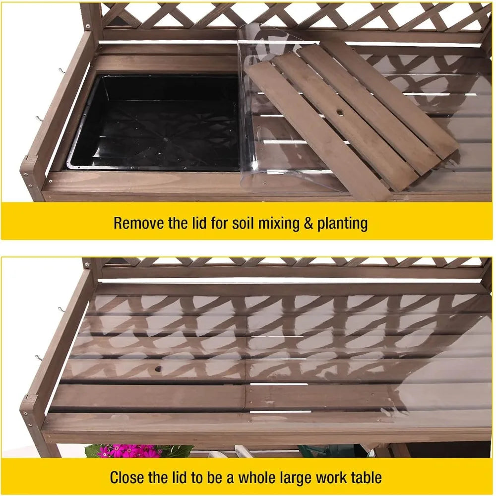 Potting Bench with Sink & Lid, Wooden