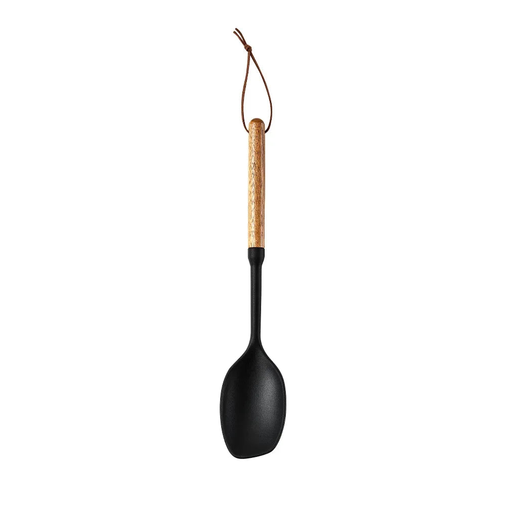 7Pcs Black Silicone Wooden Handle Cooking Tool Non-stick Kitchen Utensils