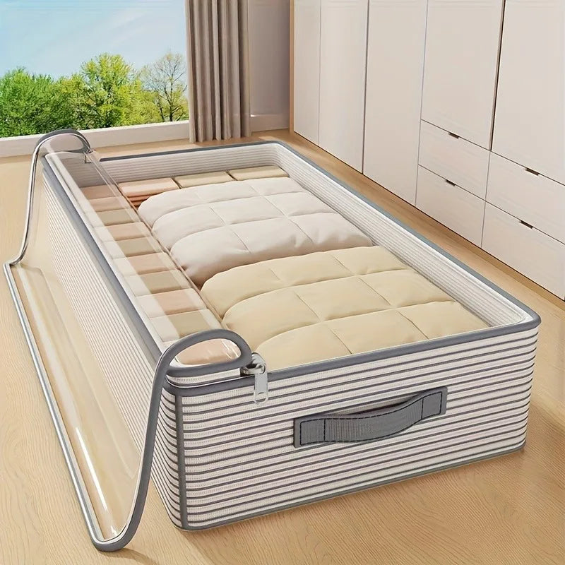 Large Capacity Clothes Storage Bag – Heavy‑Duty Non‑Woven Organizer with Clear Window for Comforters, Blankets & Bedding
