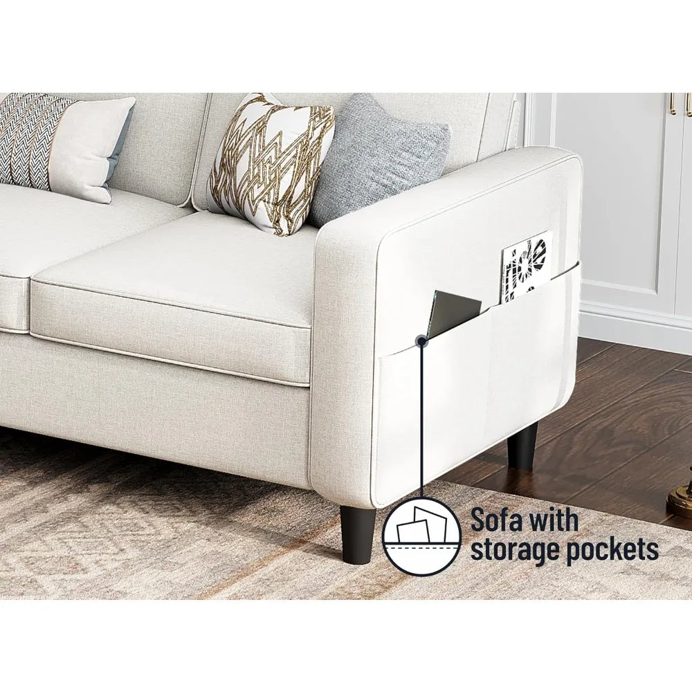 78" L Shaped Couch with Removable Storage Ottoman
