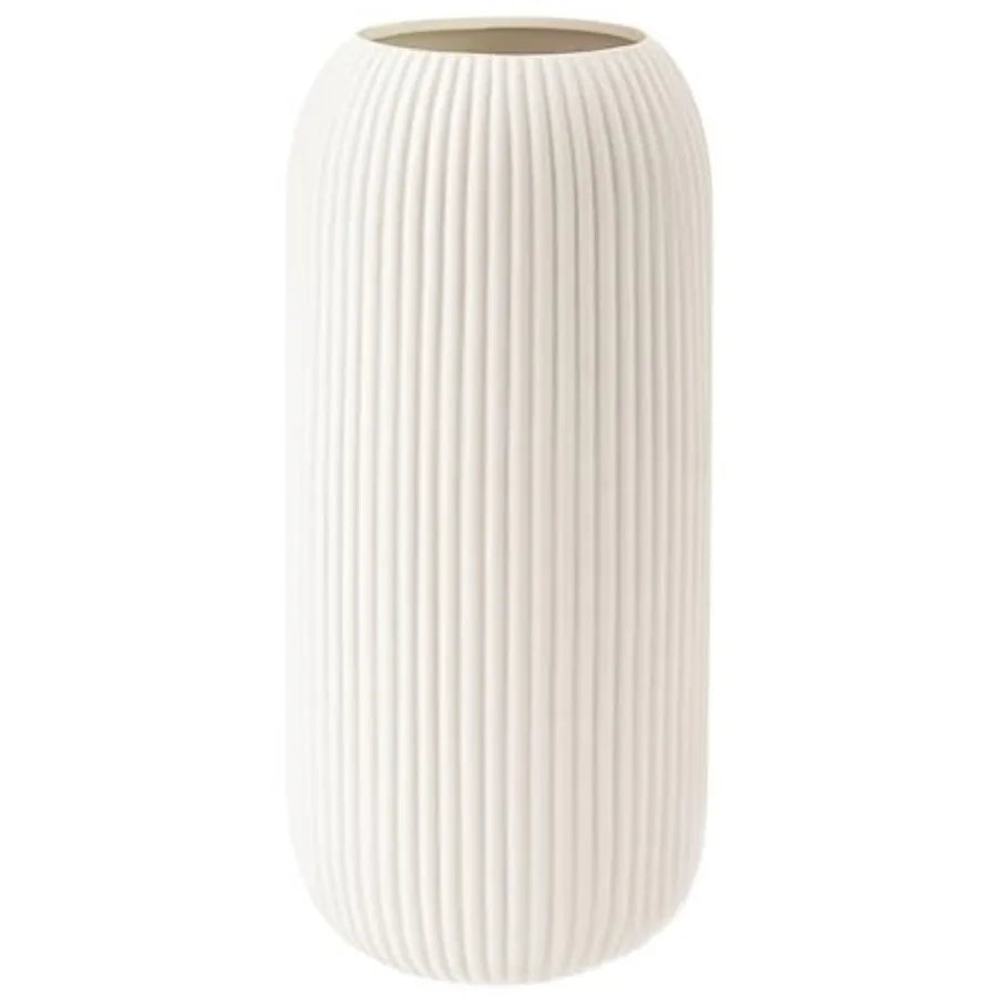 Modern Small Ribbed Ceramic Vase – Textured Decorative Flower Vase for Home Décor & Coffee Table Styling