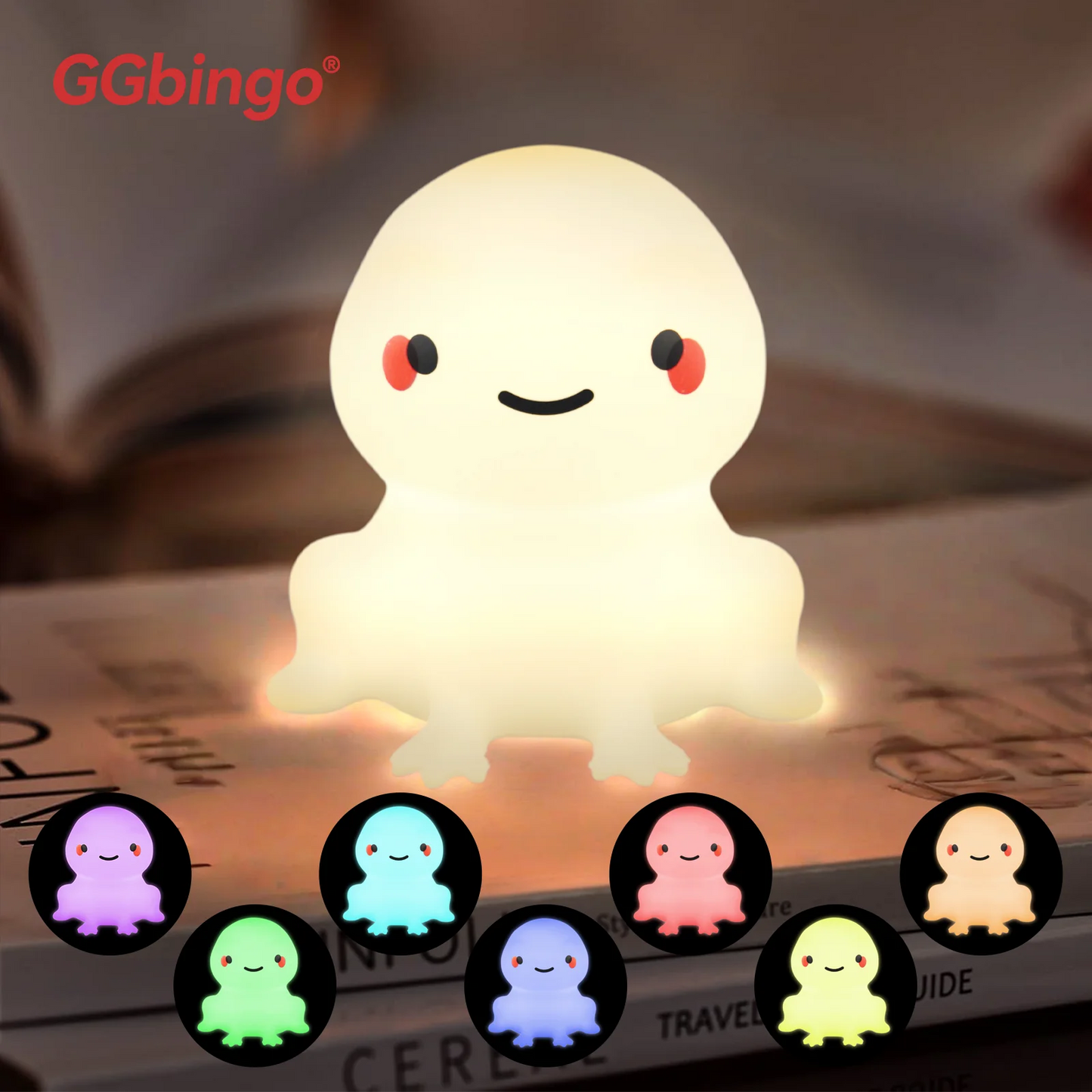 Rechargeable Capybara Night Light, Dimmable-Touch Lamp, Silicone