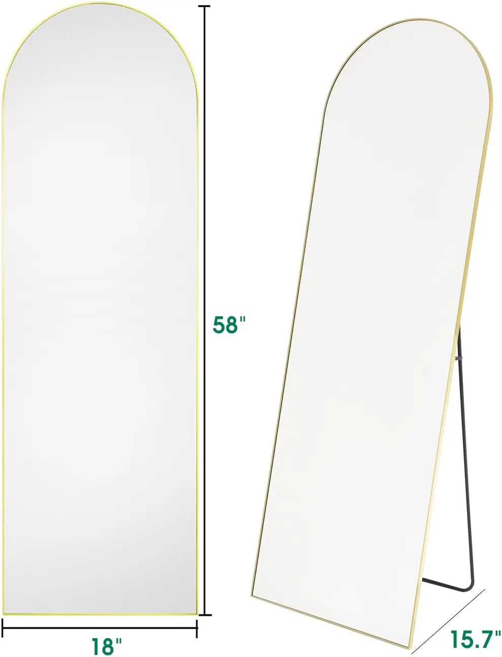 18×58" Arched Full‑Length Floor Mirror – Standing or Leaning Design