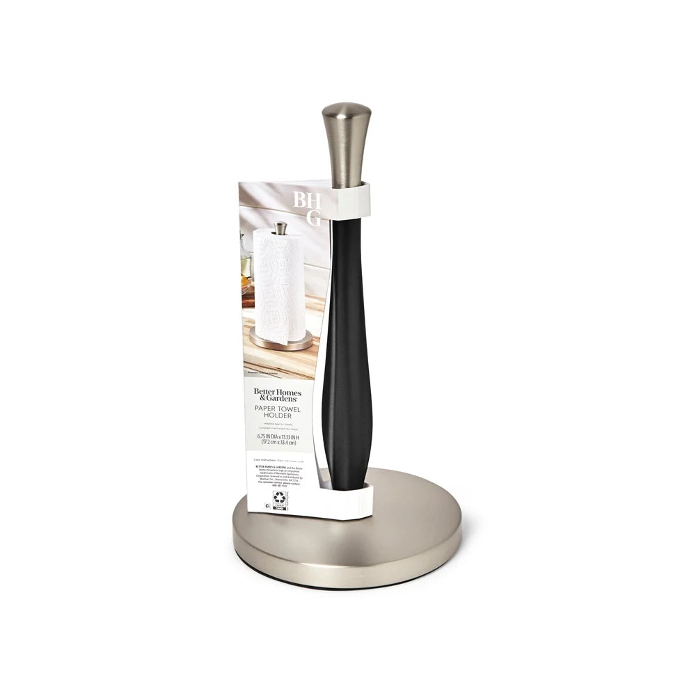 Free-Standing Paper Towel Holder – Weighted Base Non-Slip Design, One-Hand Tear for Standard Rolls