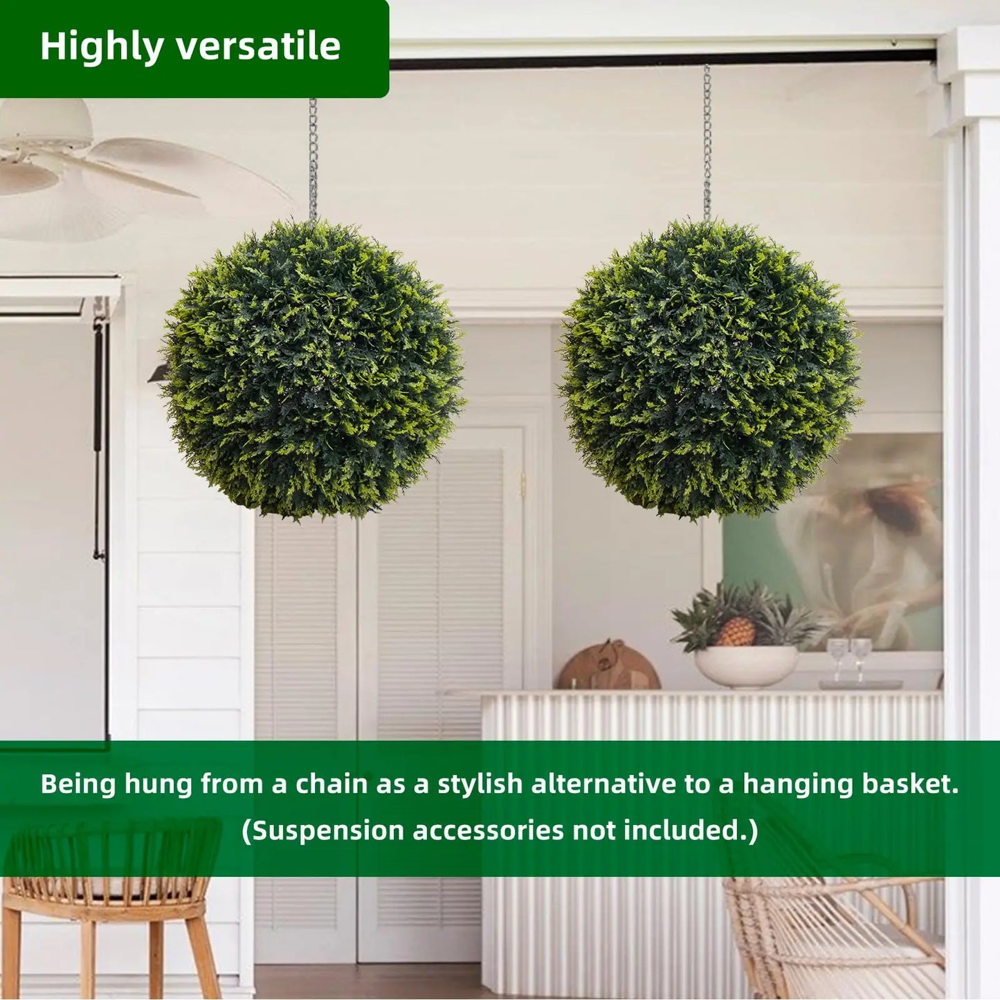 Set of 2, Artificial Topiary Cedar Balls