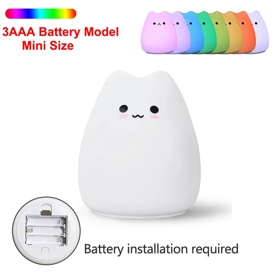 LED Night Light, Silicone, Touch Sensor 7 Colors
