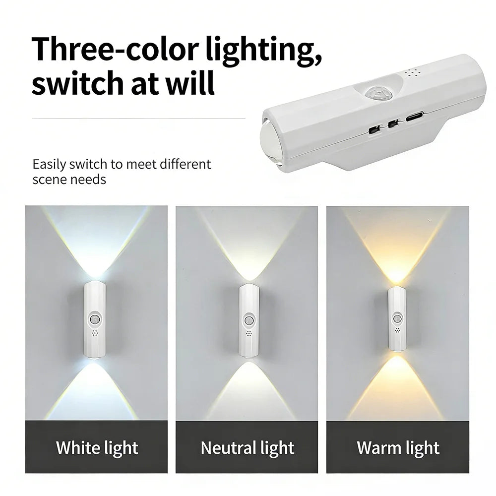 USB-C Rechargeable LED Motion Sensor Night Light -  Stick-On Wall Lamp for Bedroom Hallway Closet Indoor Lighting
