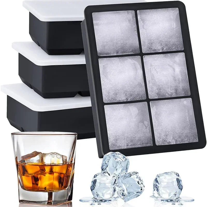 Ice Cube & Ice Sphere Set – Silicone Large‑Cube Tray + 3D Sphere Molds for Whiskey & Cocktails
