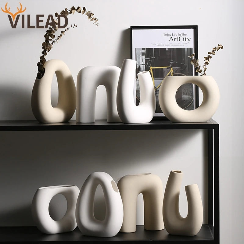 Nordic Abstract Ceramic Vase – Modern Minimalist Home Decor