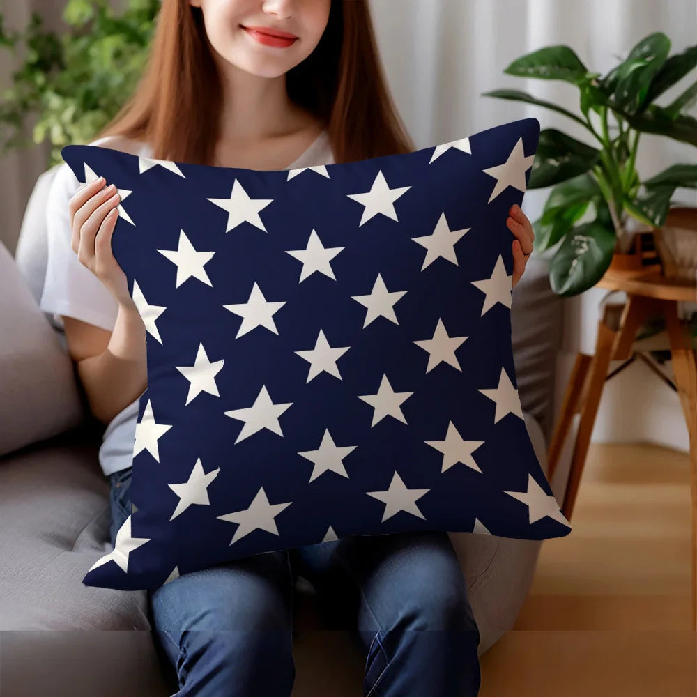 Patriotic Pillow Cover - American Flag,  Star Striped, Let Freedom Ring