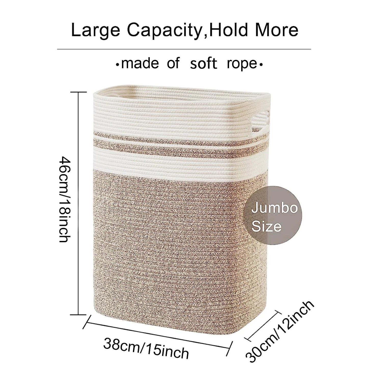 Laundry Basket, Blanket Basket for Bedroom Aesthetic, Laundry Hamper & Blanket Storage for Living Room, Woven Storage Basket