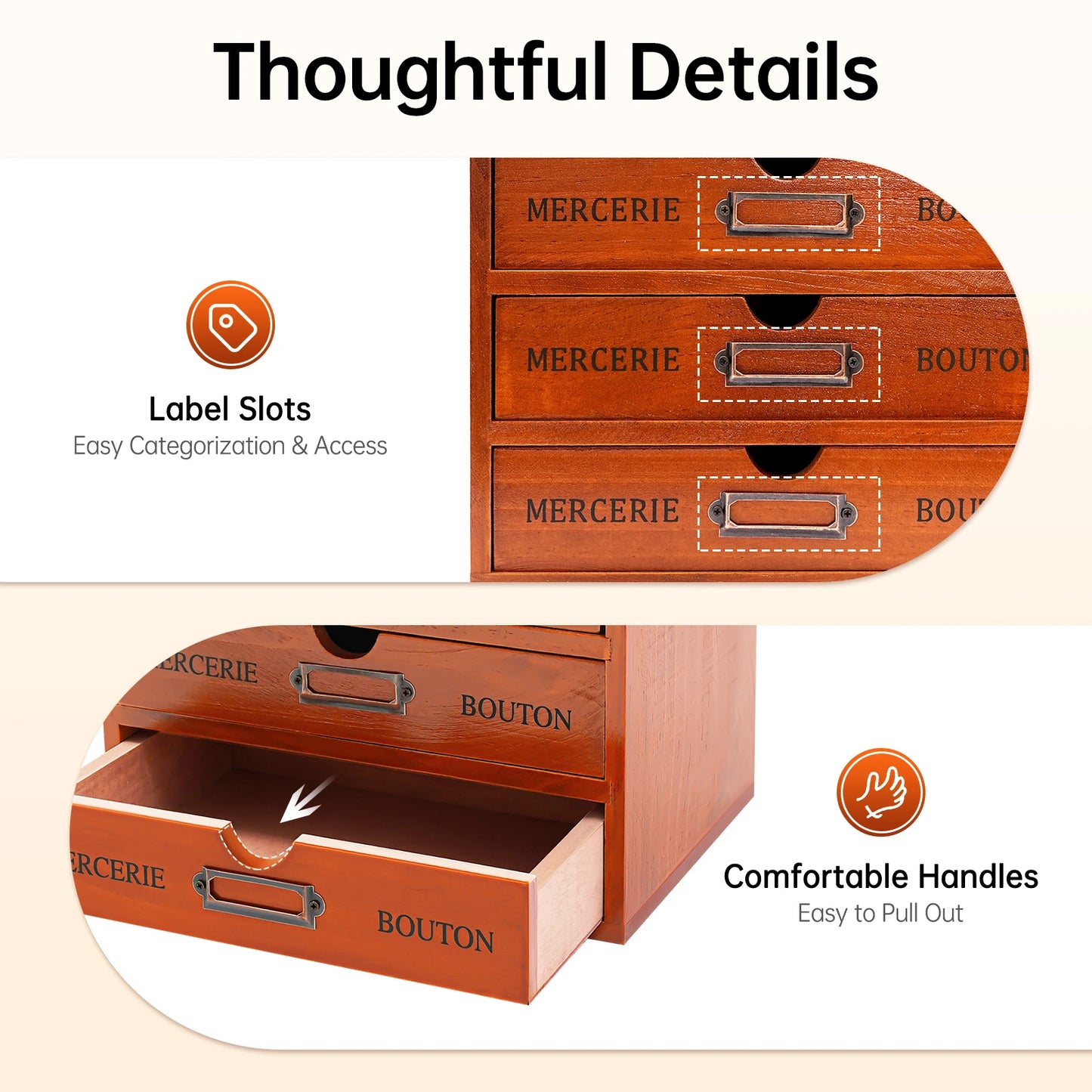 5‑Drawer Wooden Storage Organizer – Small Desktop Drawer Unit (9" × 7")