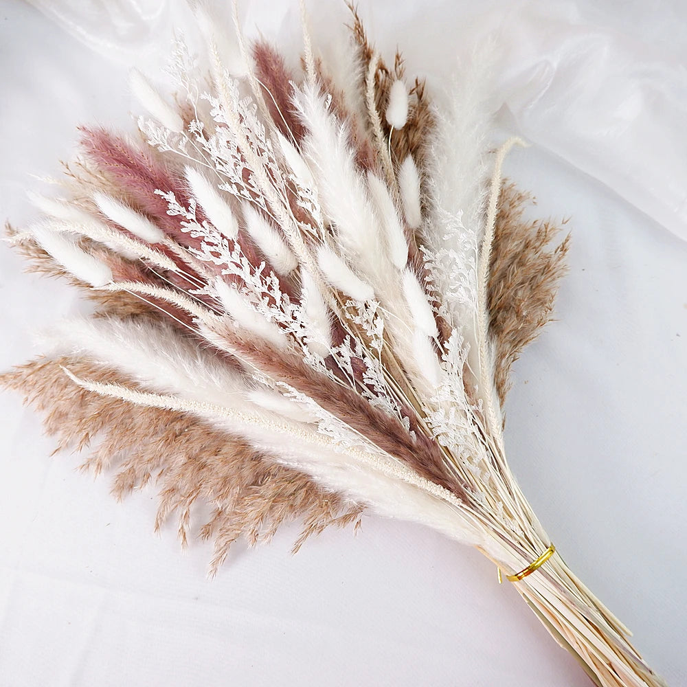 Dried Pampas Grass Decor 80-110 PCS with Bunny Tails