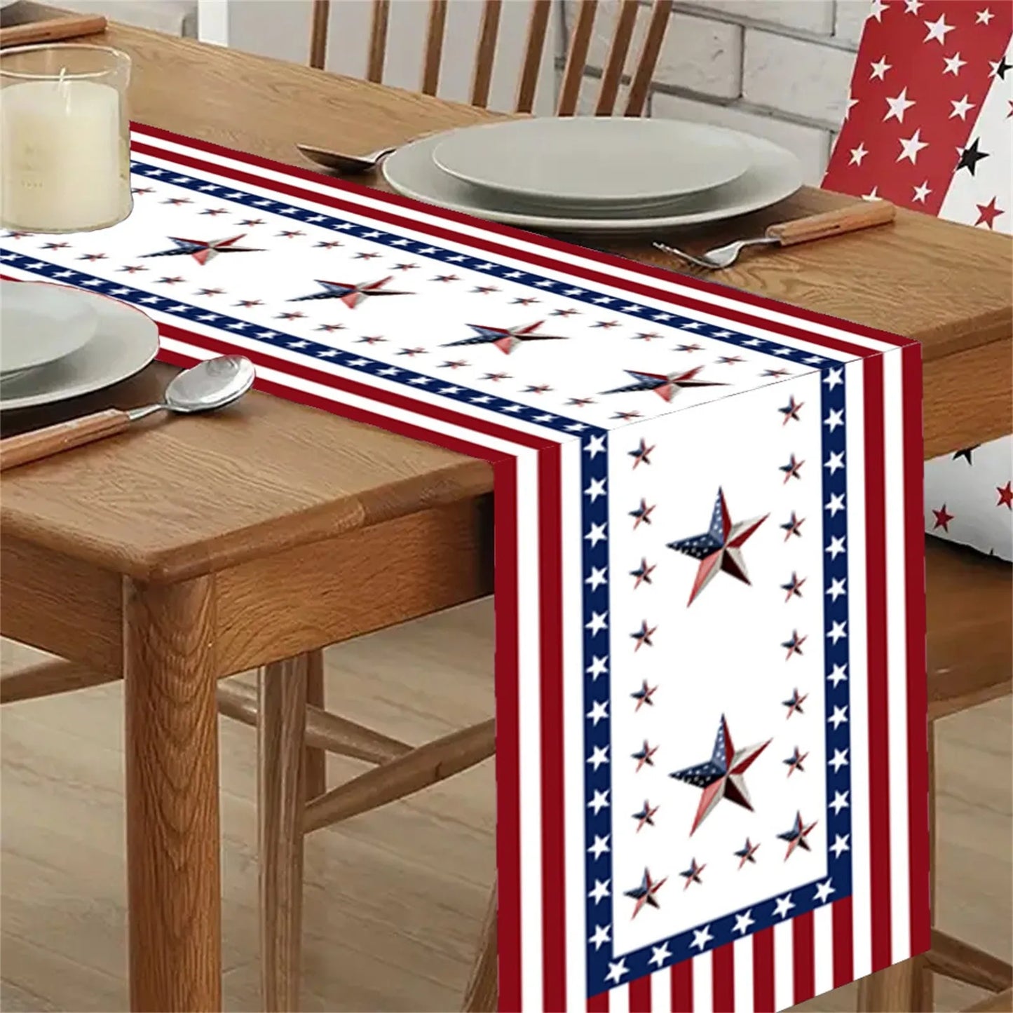 American Flag Table Runner – 4th of July Patriotic Table Décor for Independence Day