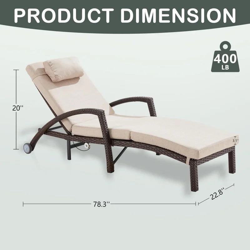 Lounge Chairs Set of 2 – Adjustable Backrest Outdoor Recliners