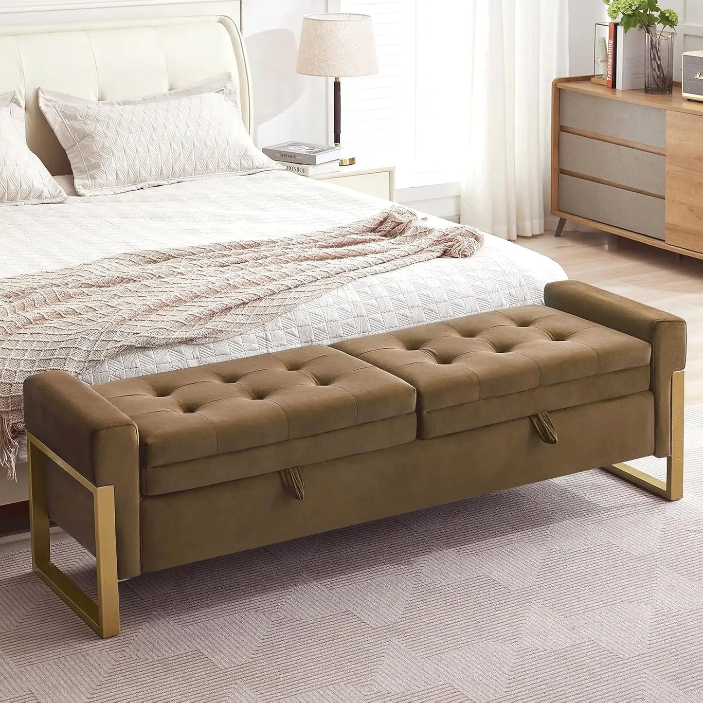 67" Storage Bench, Double Lids Storage