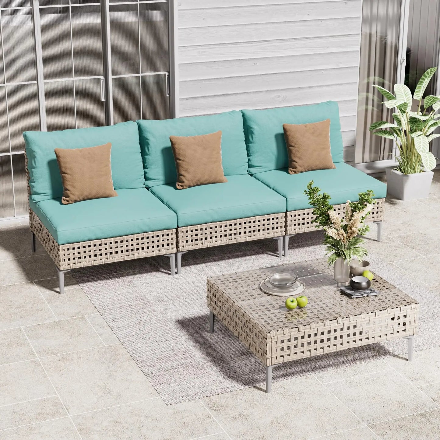 7‑Piece Outdoor Conversation Set – Wicker Sectional Patio Sofa with Water‑Resistant Thick Cushions