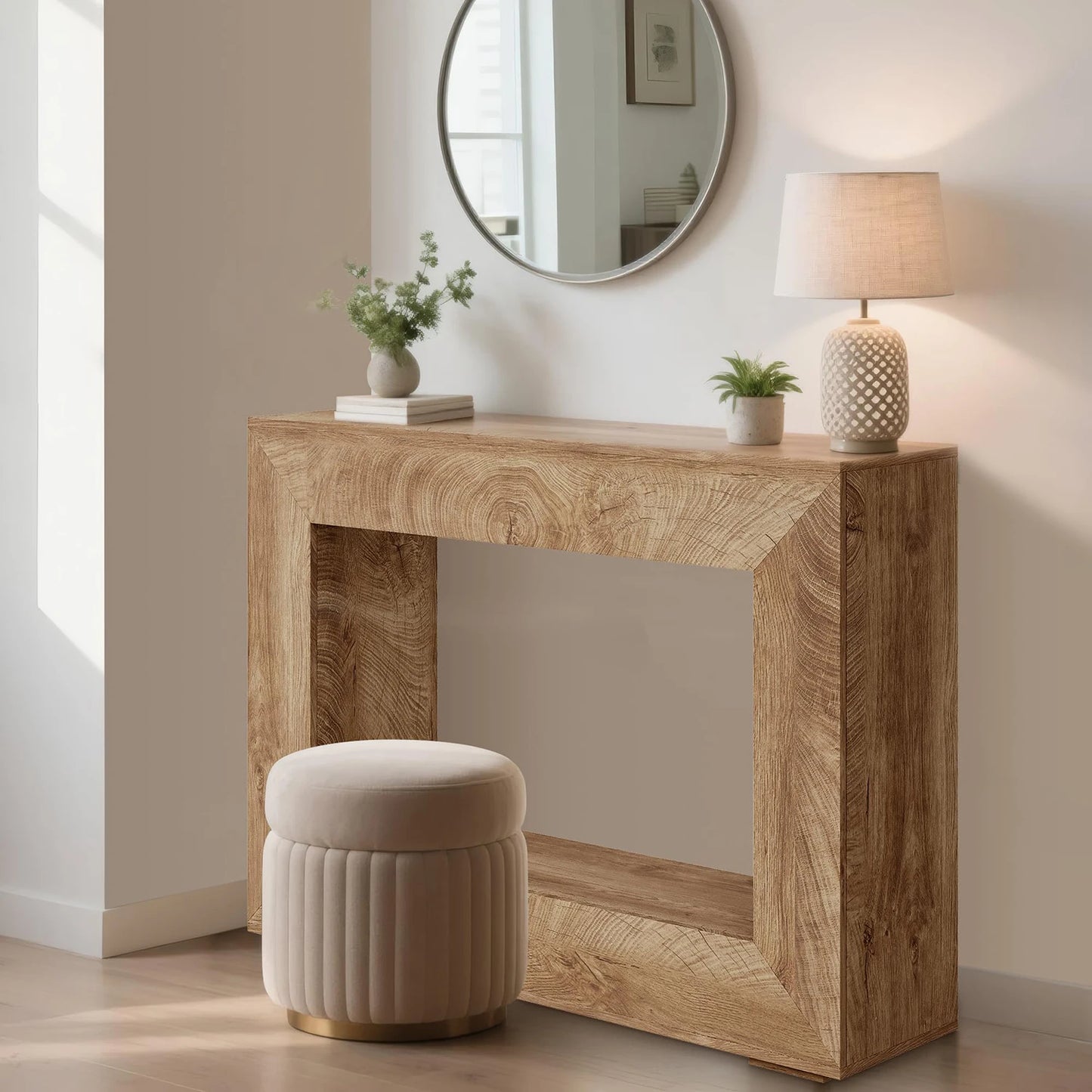 47" Rustic Console Table Wooden Entryway Sofa Table With Open Storage Shelves For Living Room Hallway Foyer Bedroom