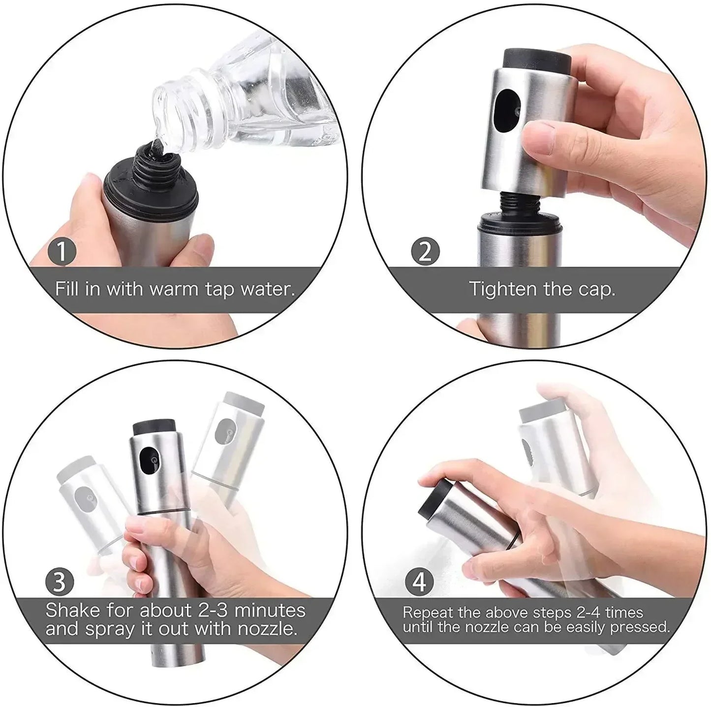 4oz Stainless Steel BBQ Olive Oil Spray Diffuser for Kitchen or Outdoor