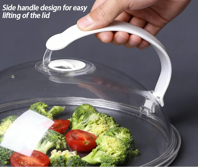Microwave Oven Food Splash Guard Lid with Handle for Reusable Heating Cover Splatter Protection at Home Kitchen