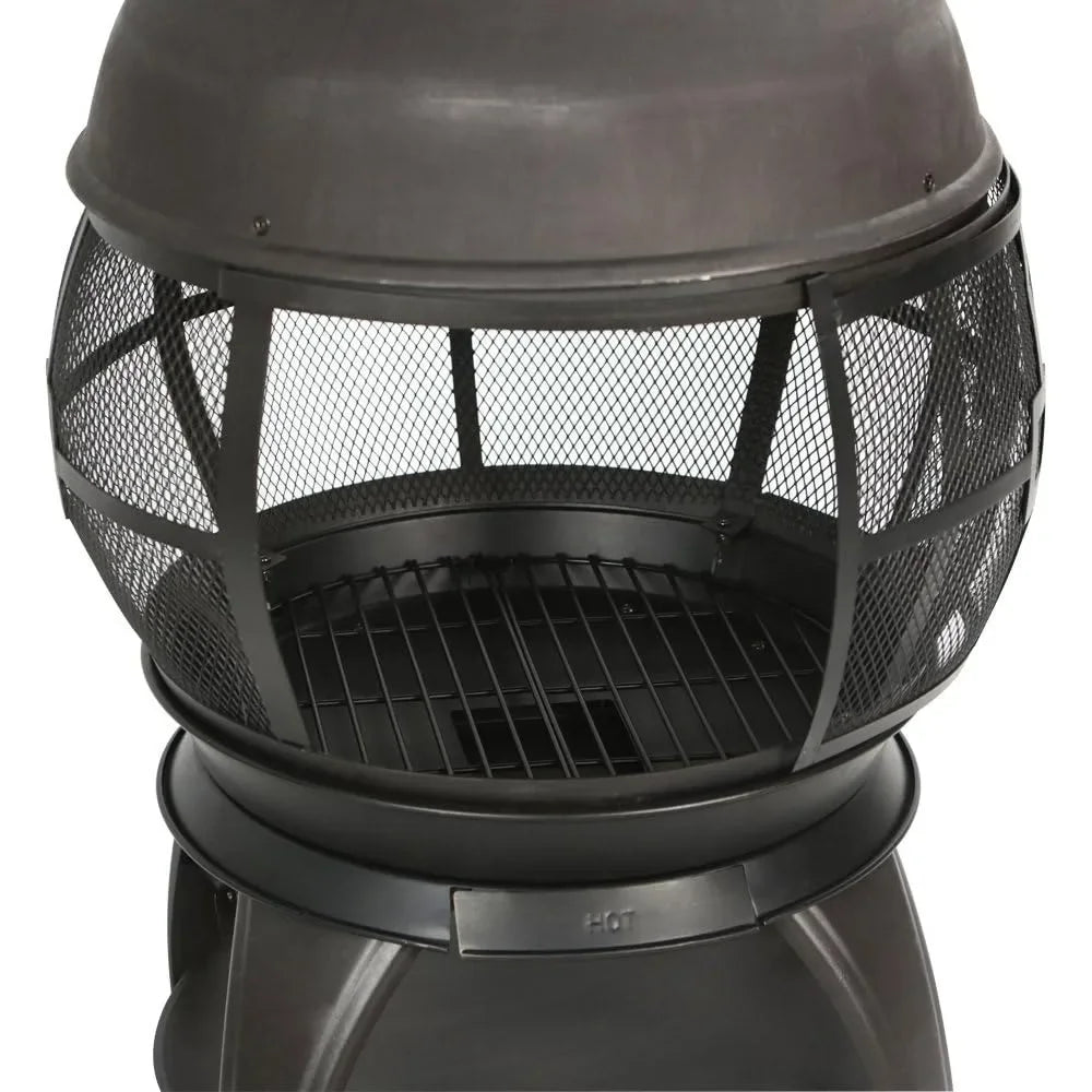 Outdoor Wood Burning Fire Pits Chimenea, Brown-Black