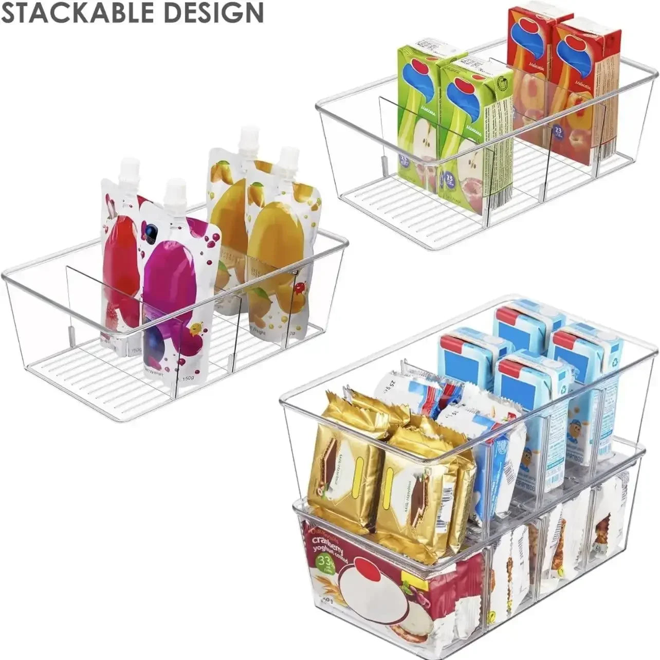 Divided Food Storage System with Removable Inserts - (3 Pack)