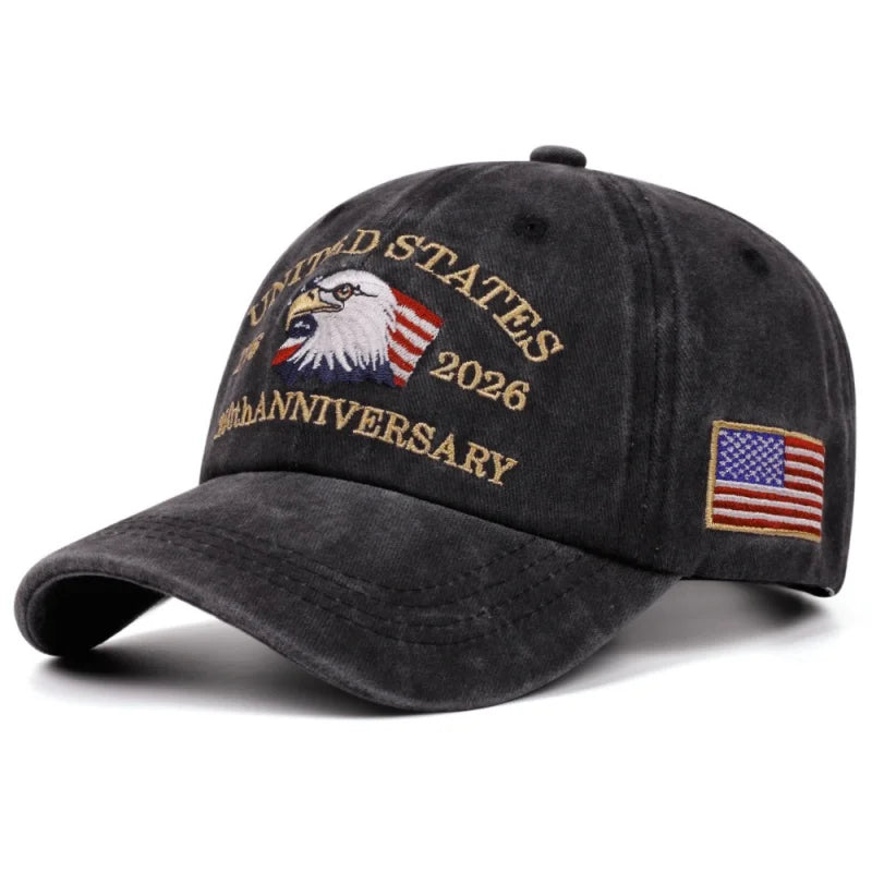 Flag USA Eagle 250th Anniversary Baseball Cap - Embroidery Casual Sports Hat for Women Men