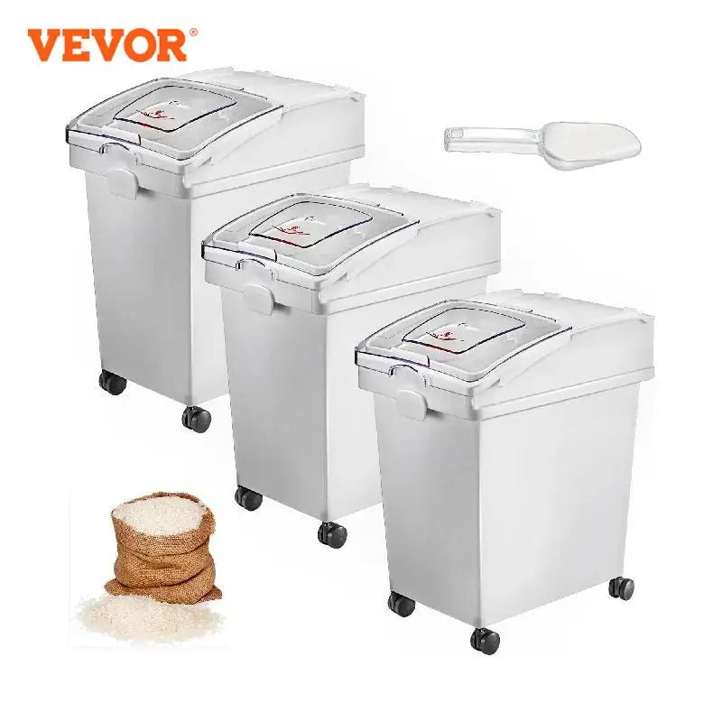 25L Dry Ingredient Storage Bin with Scoop & Casters – Dustproof, Airtight Container for Rice, Flour & Soybeans
