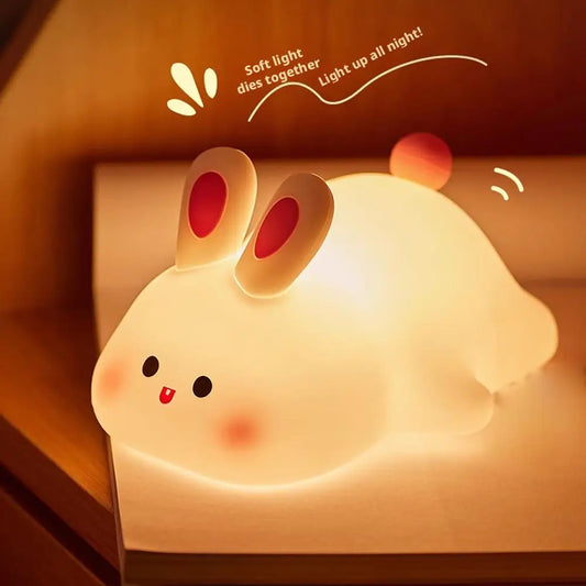 Silicone Rabbit Night Lamp, Dimmable With Touch Sensor
