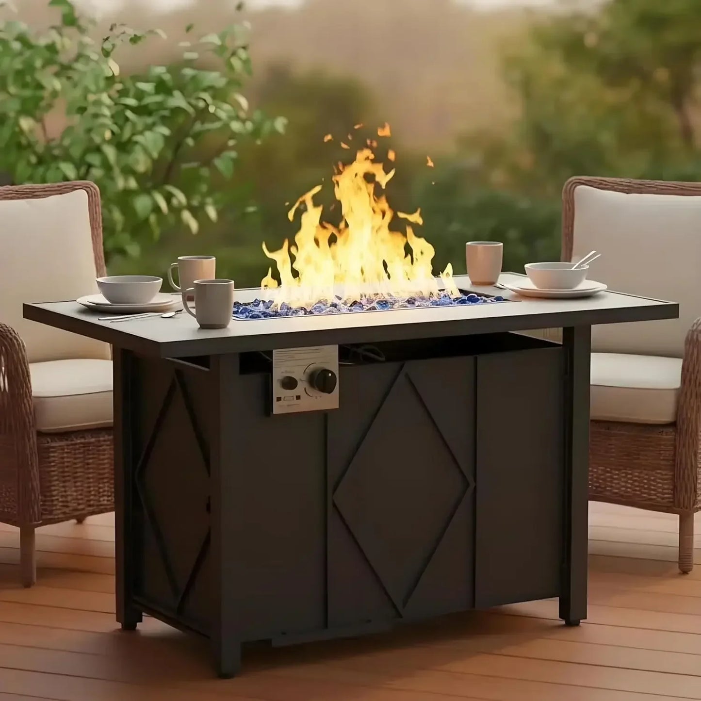 43" Propane Fire Pit Table – Outdoor Gas Fire Table with Adjustable Flame