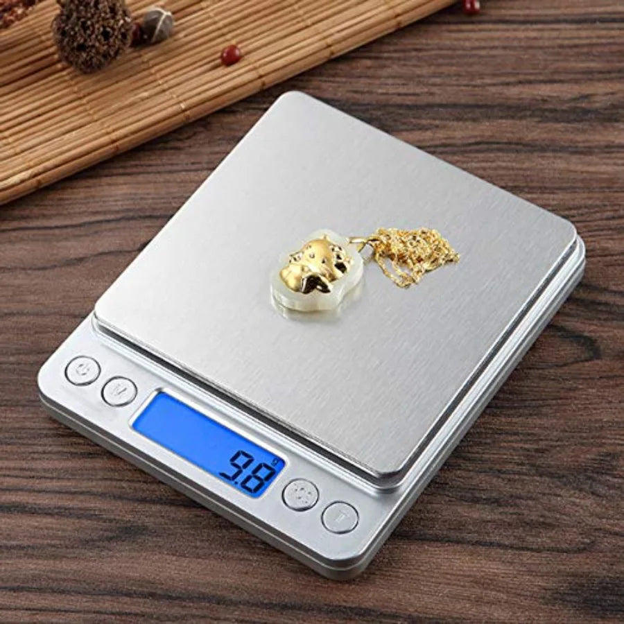 Small Kitchen Digital Food Scale with Blue Backlit LCD Display Stainless Steel 6 Units Auto Off Tare