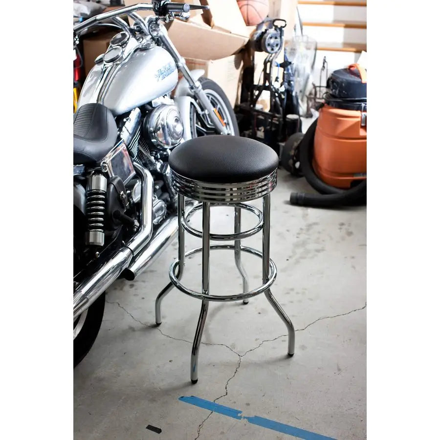 Heavy Duty 30Inch Backless Swivel Bar Stool Chrome Finish with Faux Leather Seat, 2 Pack
