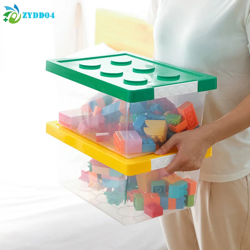 Kids Building Block Storage Box – 1‑Piece Plastic Toy Organizer & Snack Case Container