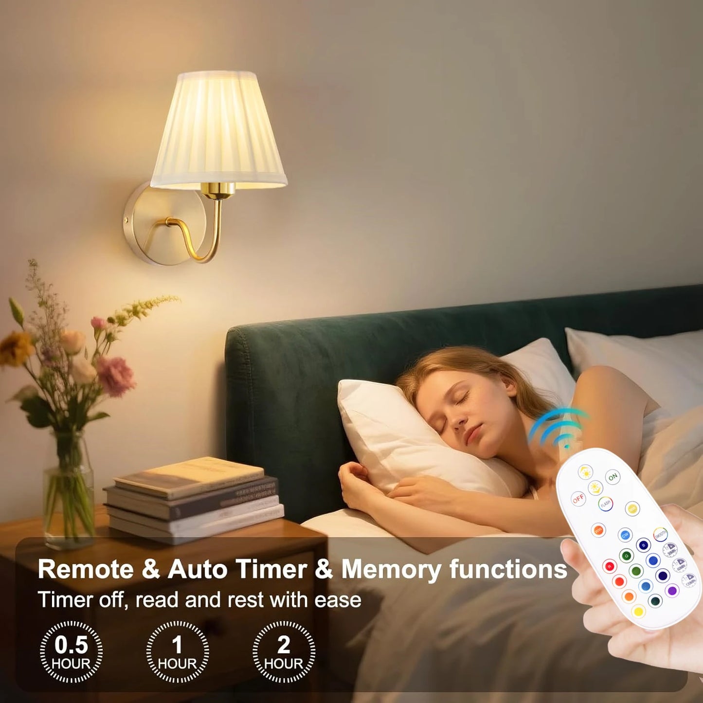 Battery-Powered Wall Light, Wireless Charging Wall Light with Remote Control, Dimmable
