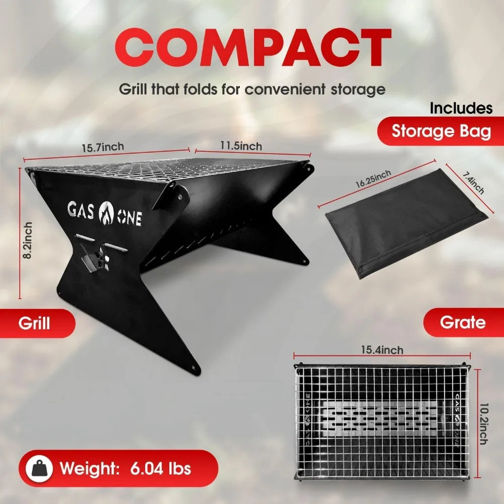 15" Foldable Charcoal Grill – Portable Outdoor BBQ for Camping, Backyard & Patio