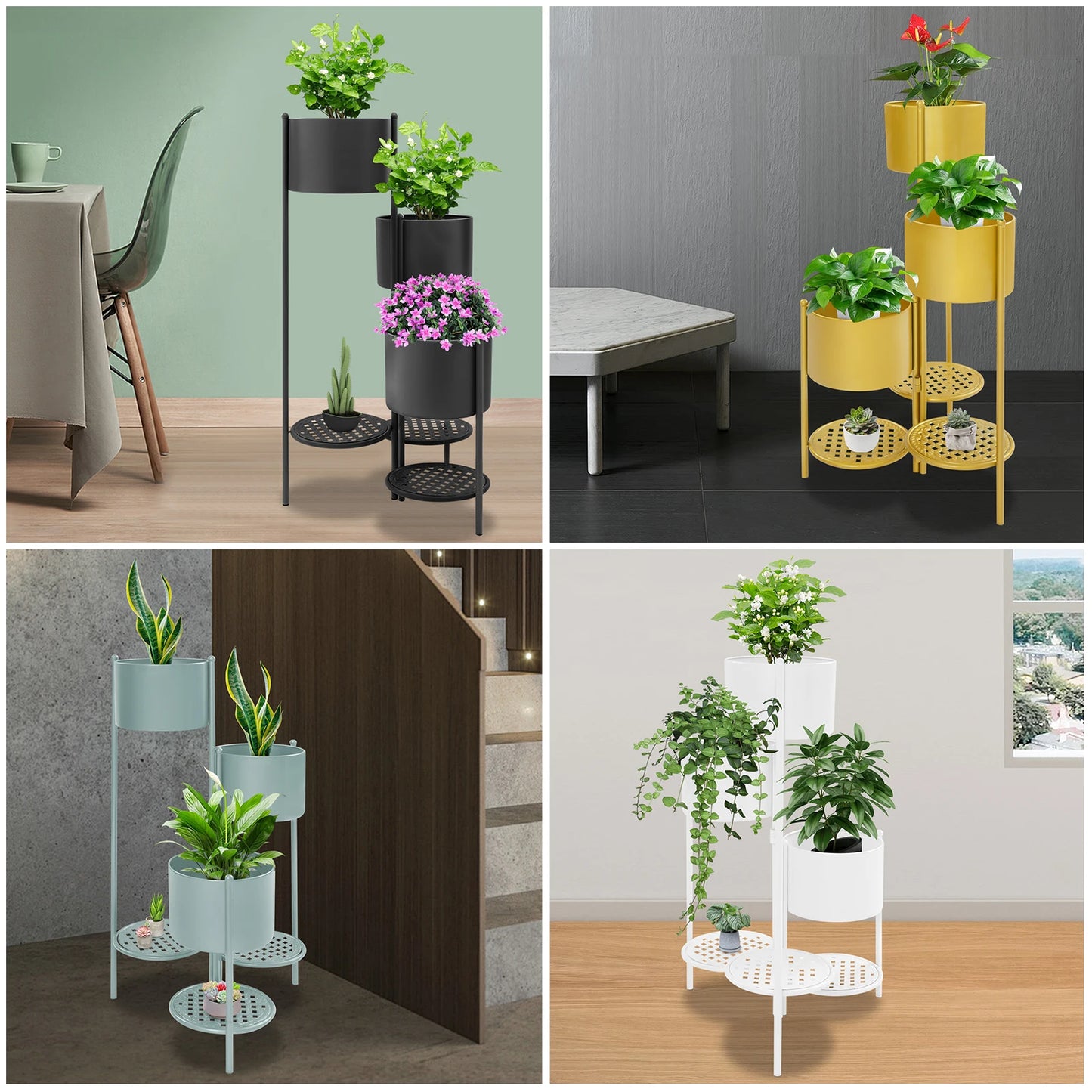 3-Tier Foldable Corner Plant Stand | 16"x31" Iron Flower Pot Holder