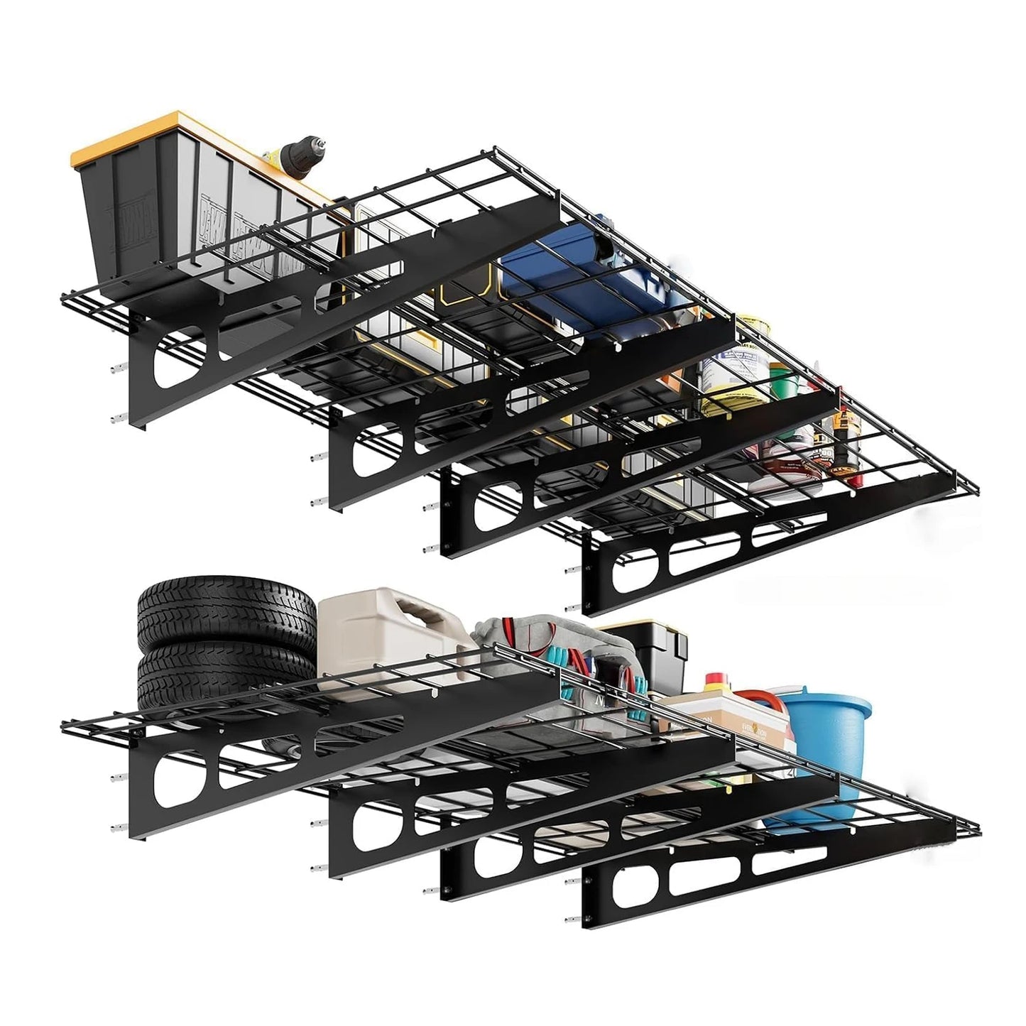 2×6 FT Wall‑Mounted Garage Shelving – Heavy‑Duty Metal Storage Racks for Garage & Workshop (2‑Pack)