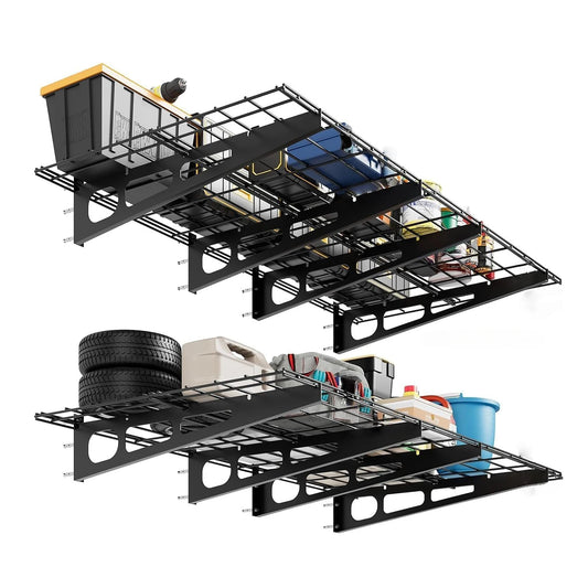 2×6 FT Wall‑Mounted Garage Shelving – Heavy‑Duty Metal Storage Racks for Garage & Workshop (2‑Pack)