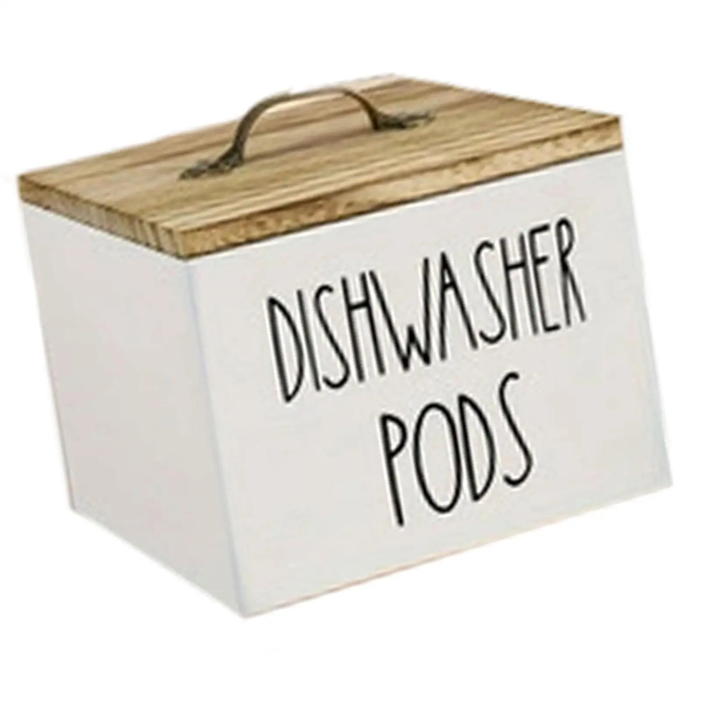Wooden Laundry/Dishwasher Pod Holder Dispenser with Lid for Organized Washroom or Kitchen