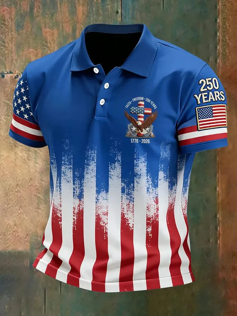 America 250th Anniversary Polo Shirt USA Flag 1776–2026 Patriotic Shirt American Independence Day Apparel Fourth Of July