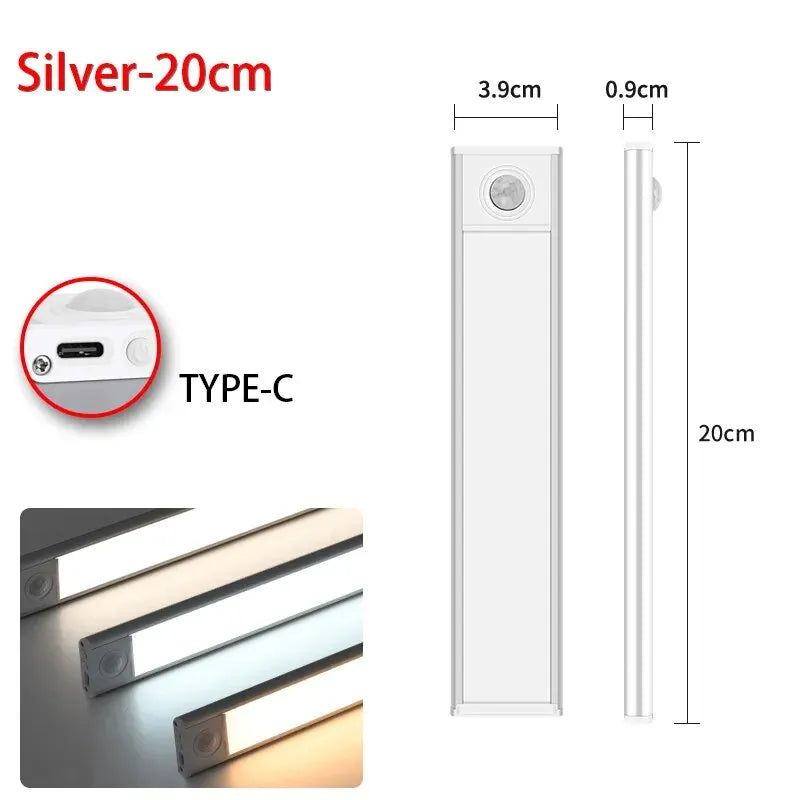 LED Motion Sensor Light Night Light Wireless USB Under Cabinet Light For Kitchen Cabinet, Bedroom, Wardrobe