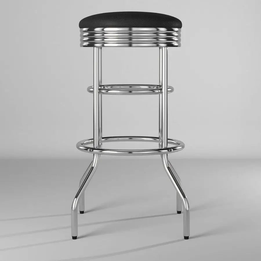 Heavy Duty 30Inch Backless Swivel Bar Stool Chrome Finish with Faux Leather Seat, 2 Pack