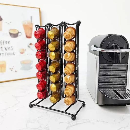 Iron Coffee Capsule Holder for 42 Nespresso Pods - Space Saving, Creatively Assembled Coffee Capsule Holder for Kitchen